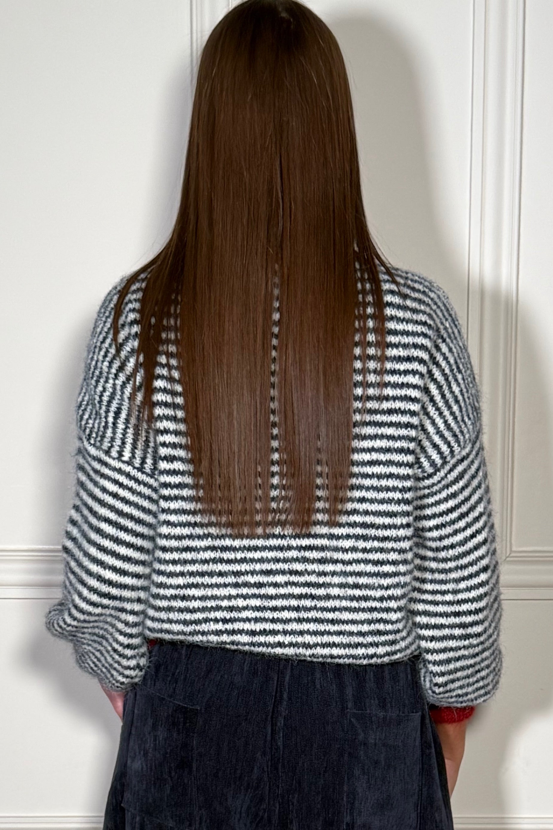 Pull Rayé en Maille Col Arrondi Femme