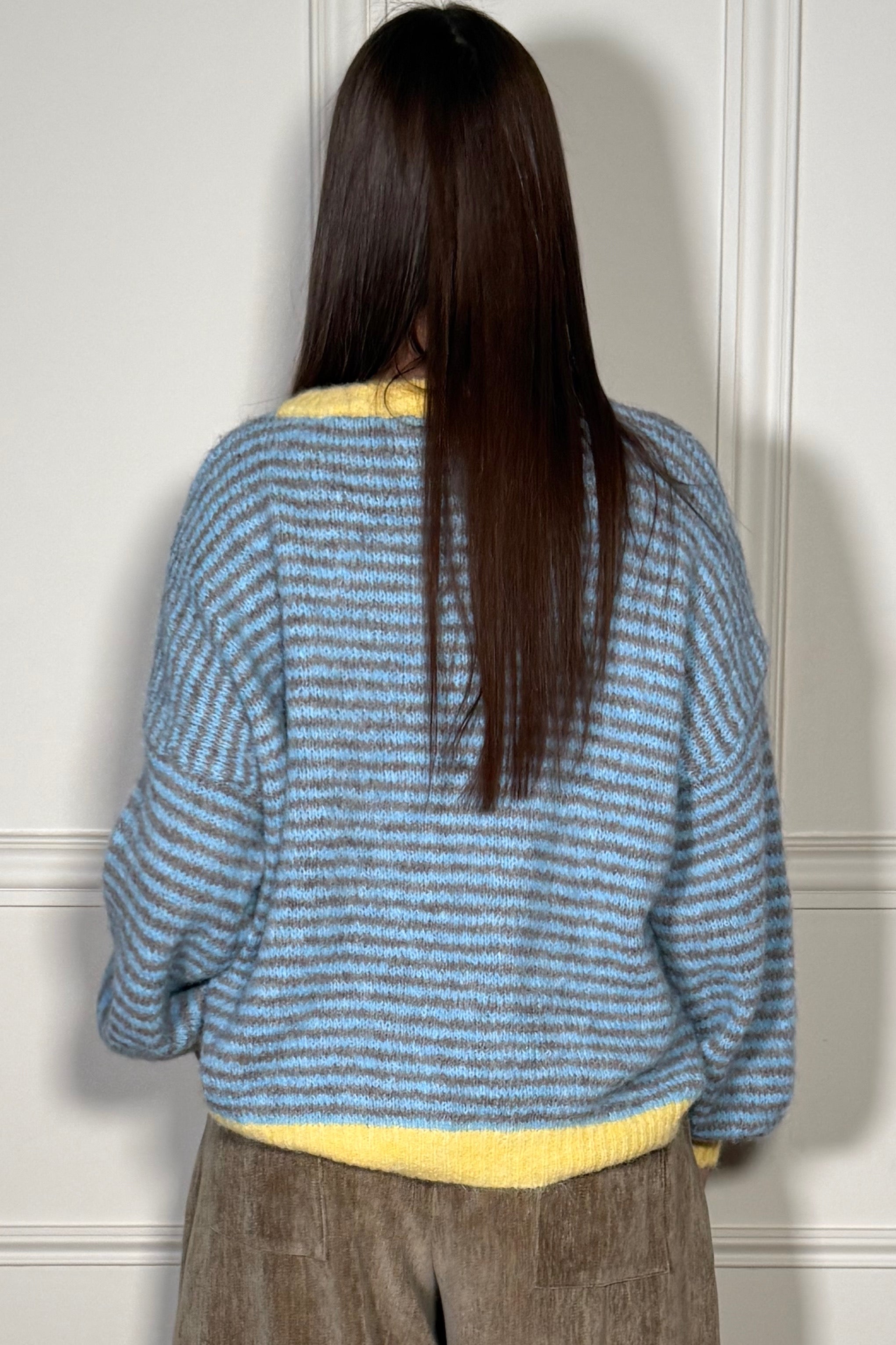 Pull Rayé en Maille Col Arrondi Femme