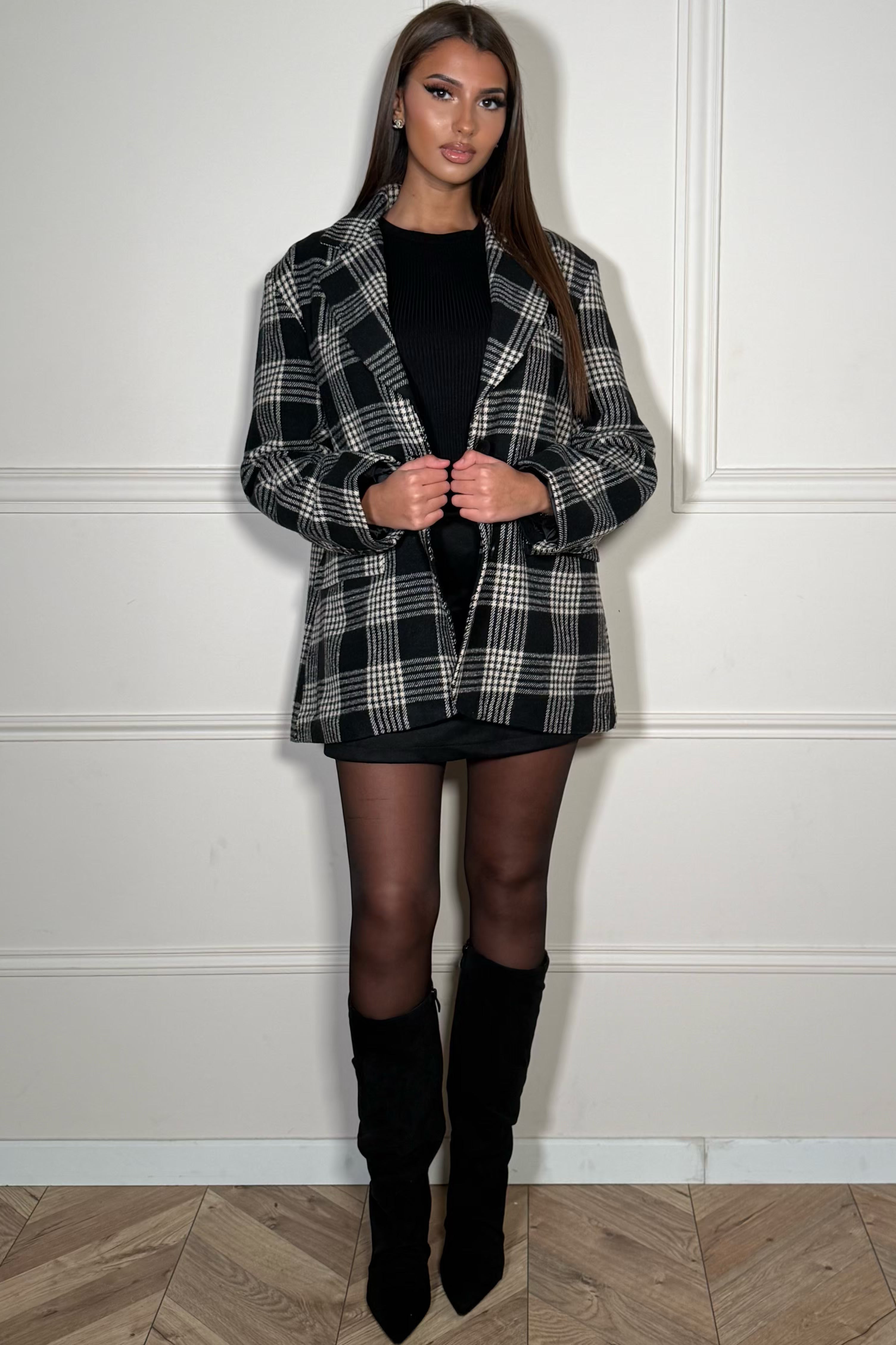 Blazer Oversize à Carreaux Femme