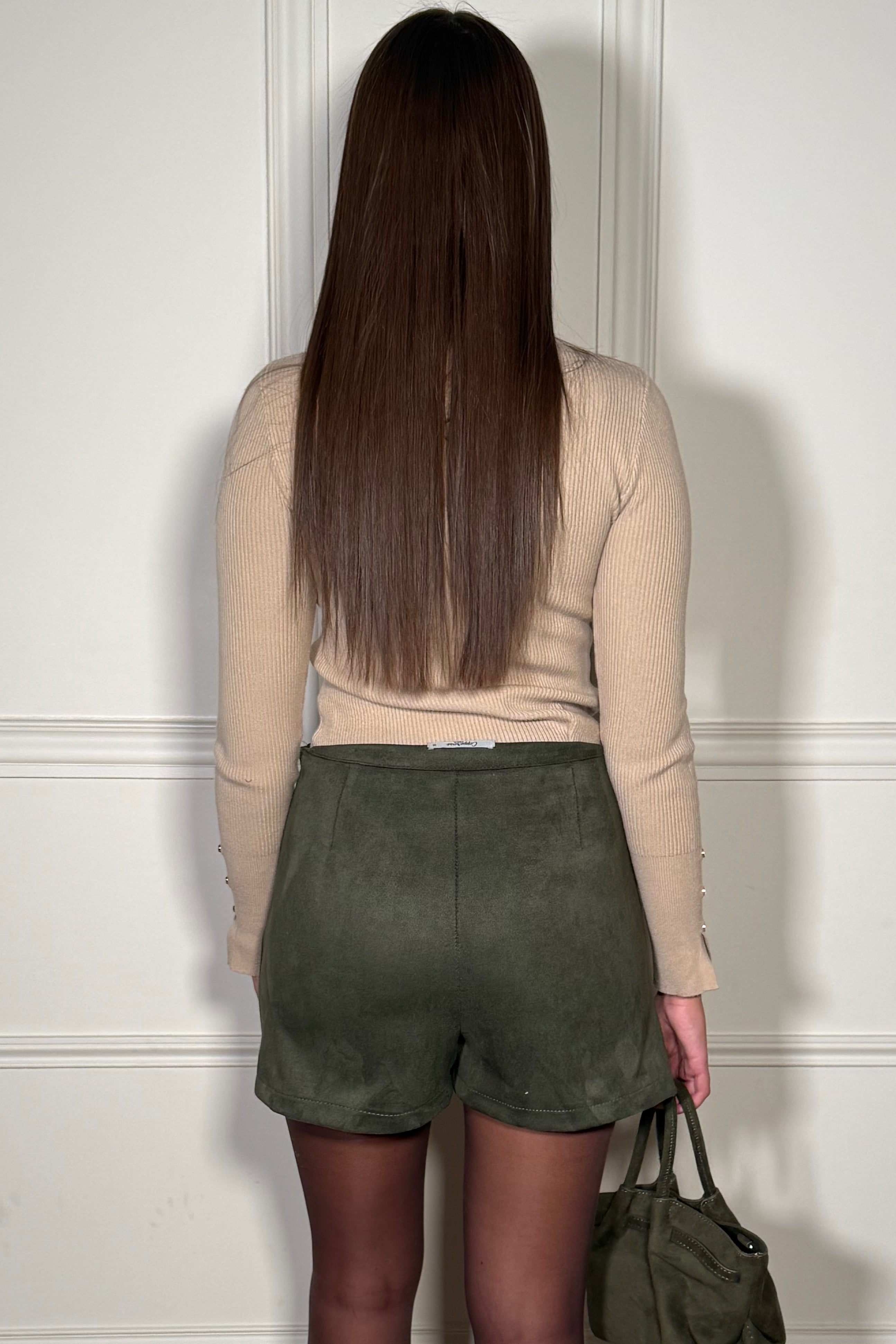 Pull Côtelé Col Rond Manches Boutonné Femme