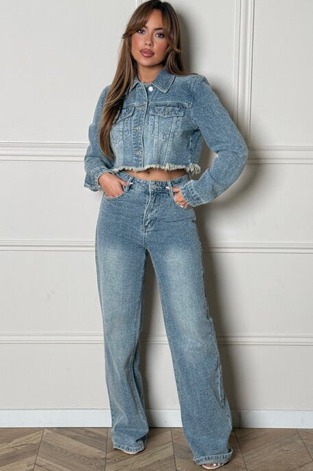 Jeans Wide Leg Effiloché Femme