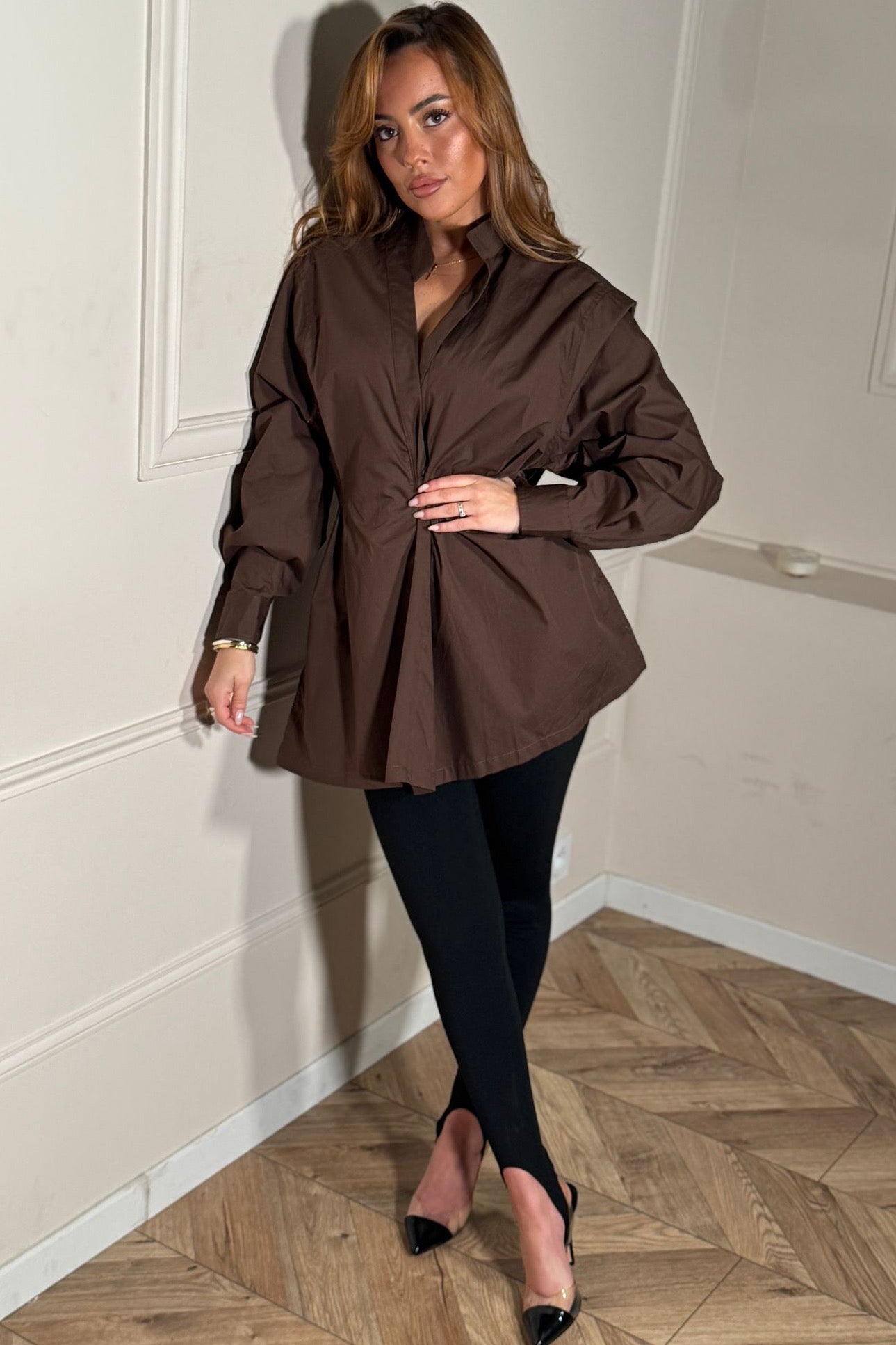 Chemise Femme Croisée Col Montant - Élégance Raffinée