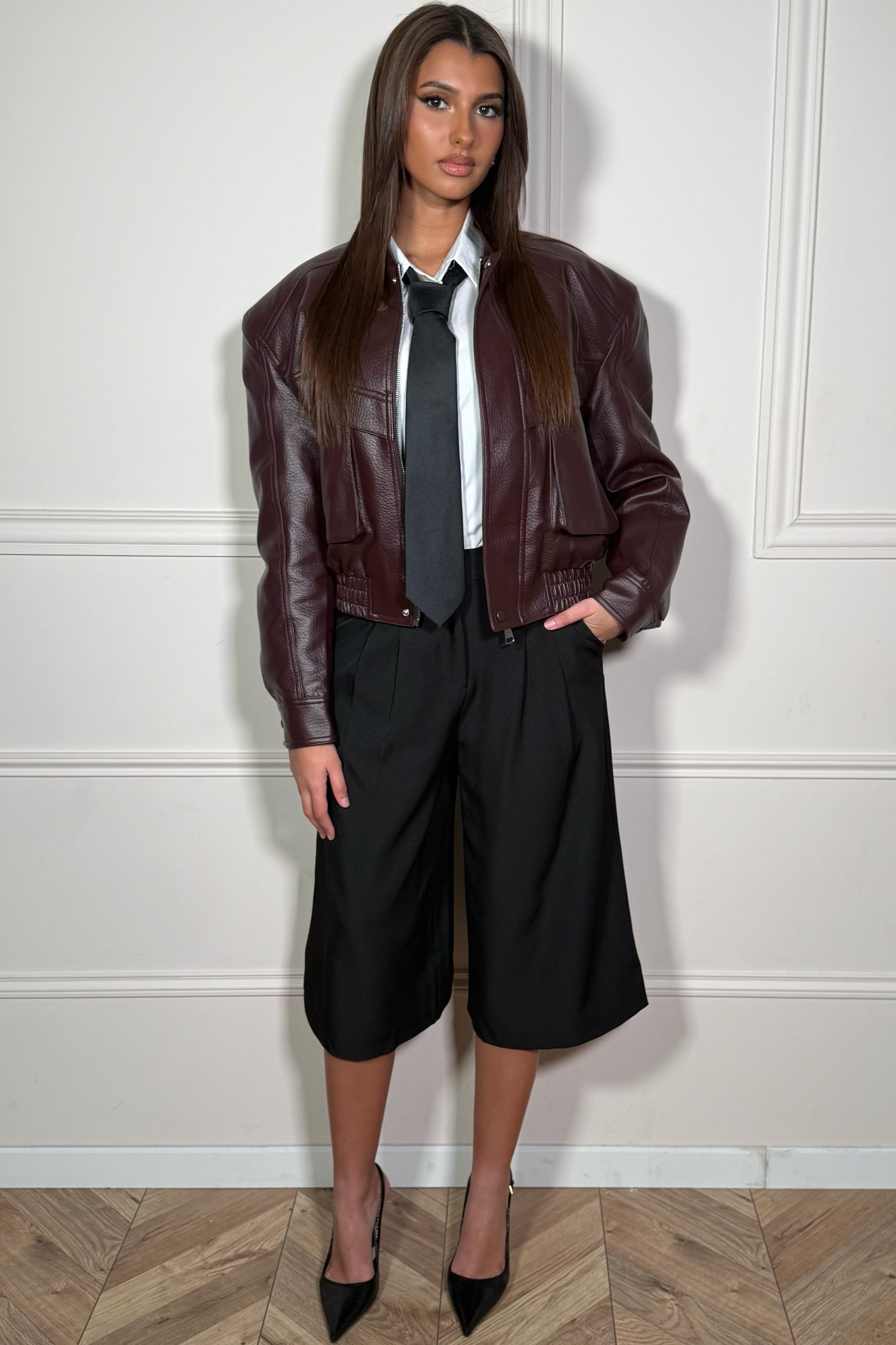 Bomber Femme Simili Cuir Col Montant - Rock et Élégance