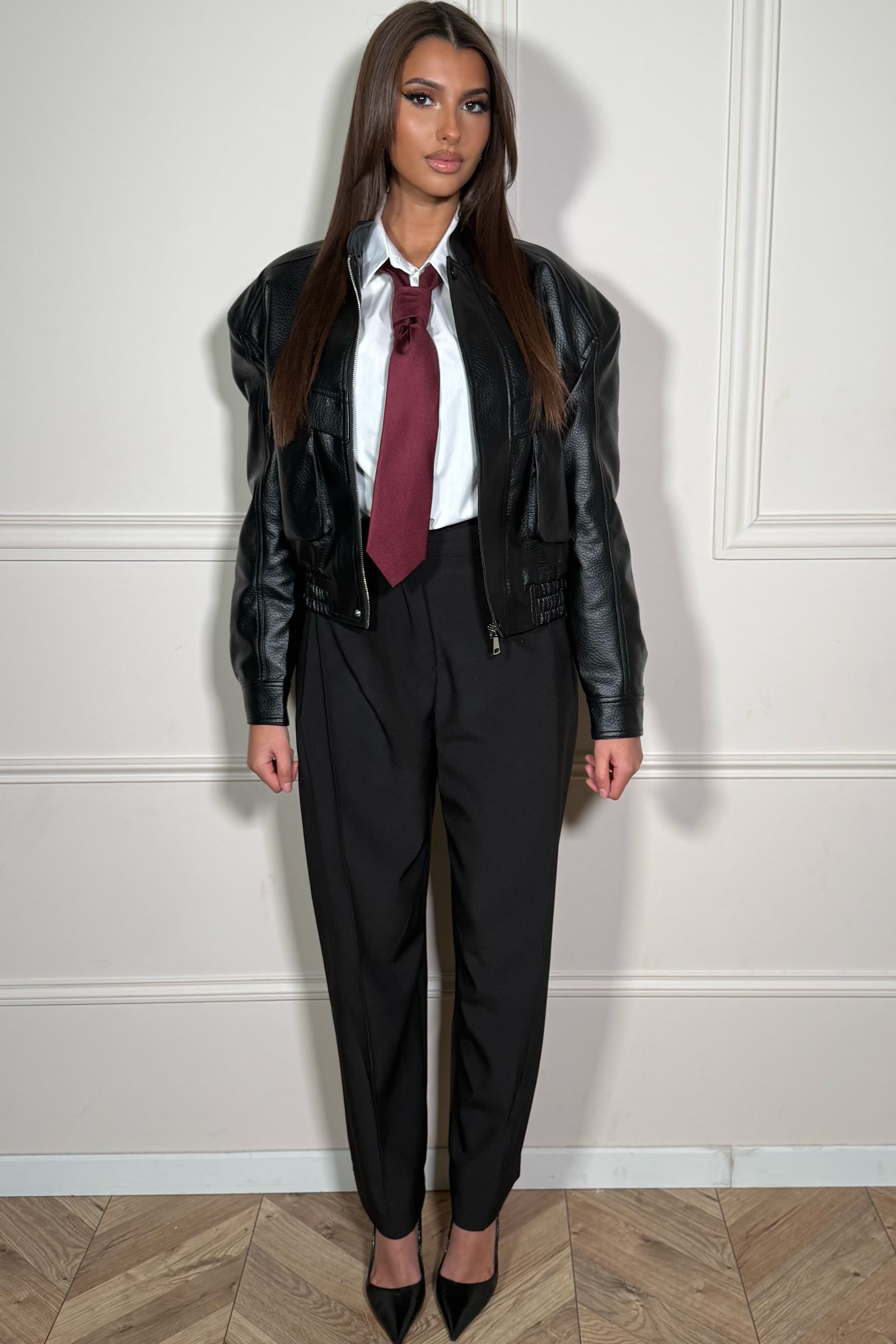 Bomber Femme Simili Cuir Col Montant - Rock et Élégance