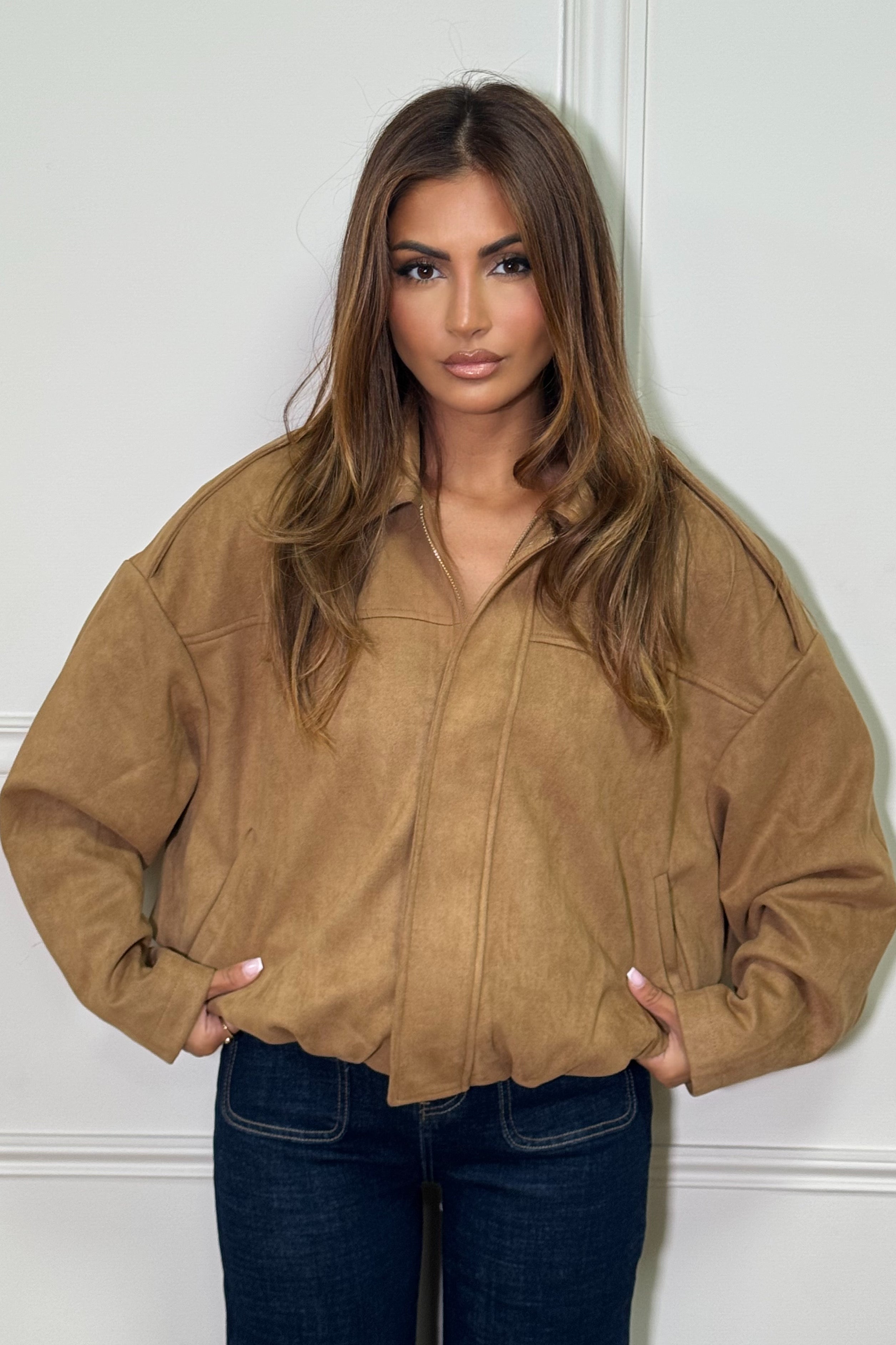 Bombers suédine zippé femme BLOOSHOP - Veste moderne rock-chic