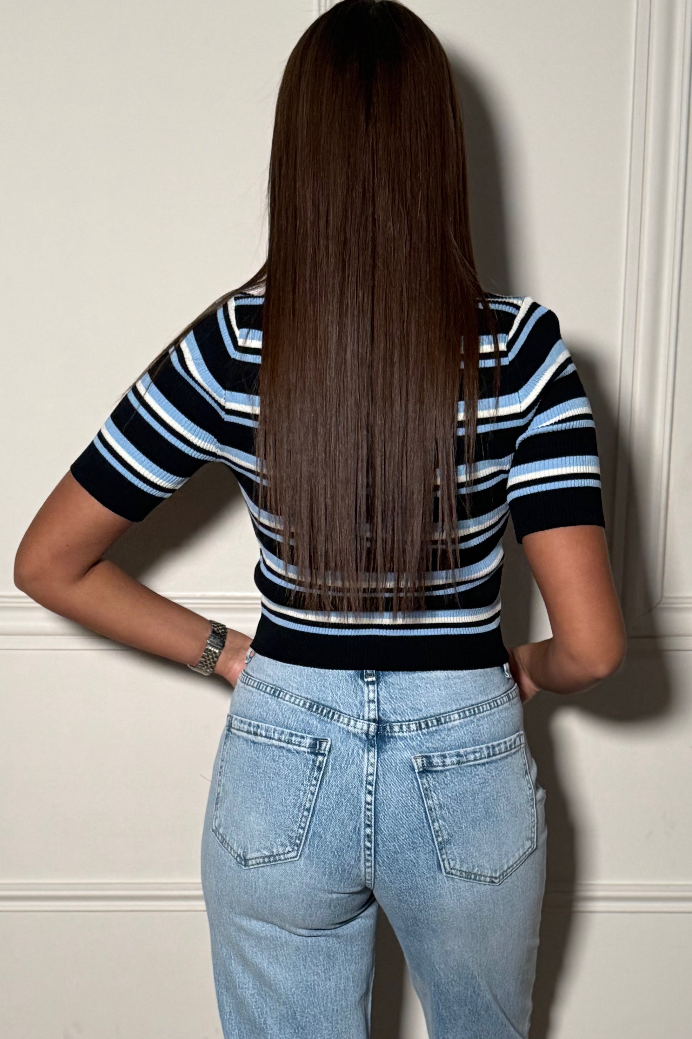 Top Rayé Col Polo Femme