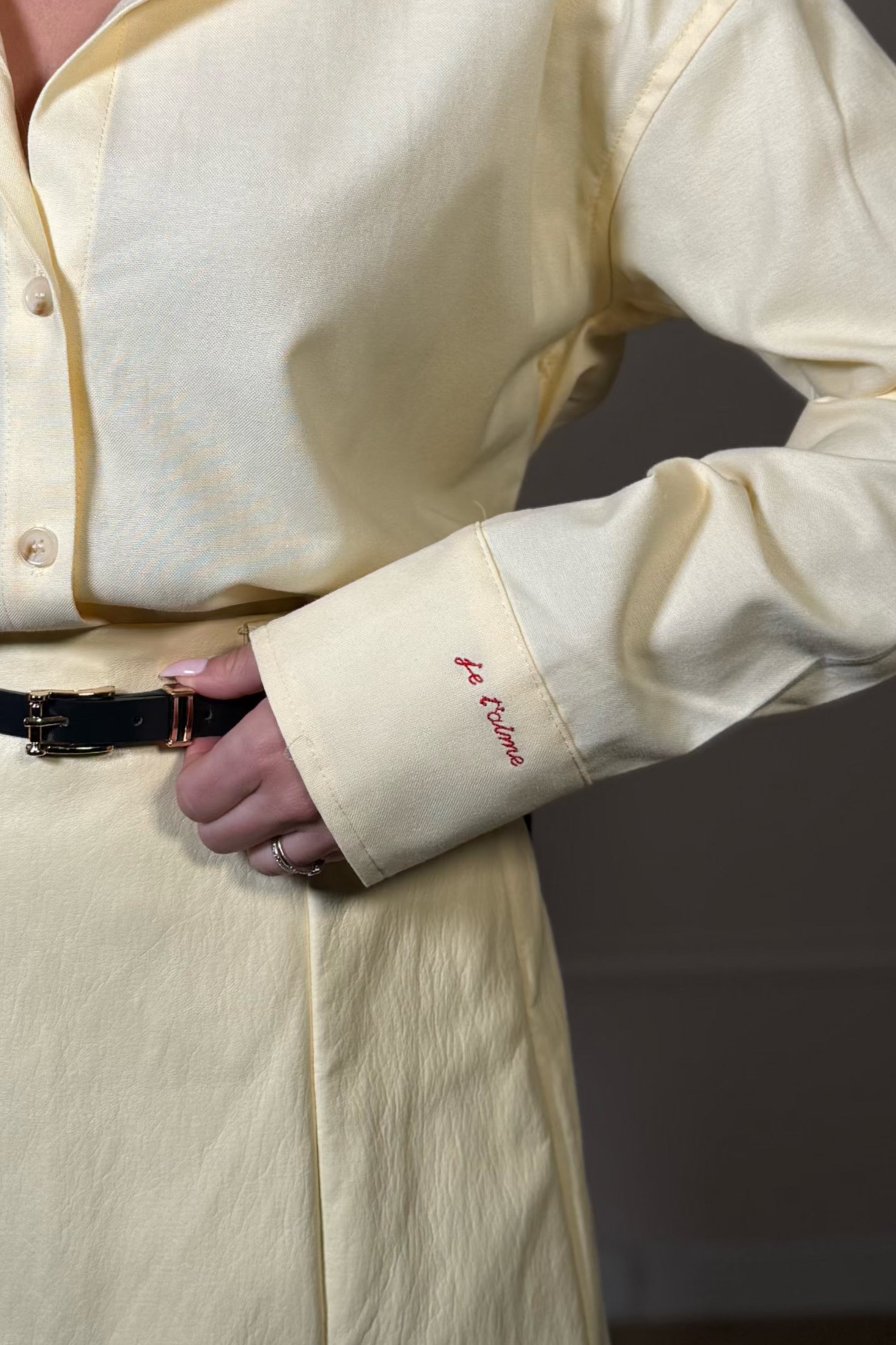 Chemise Romantique "Je t'aime" Manches Script - Coton Premium Femme