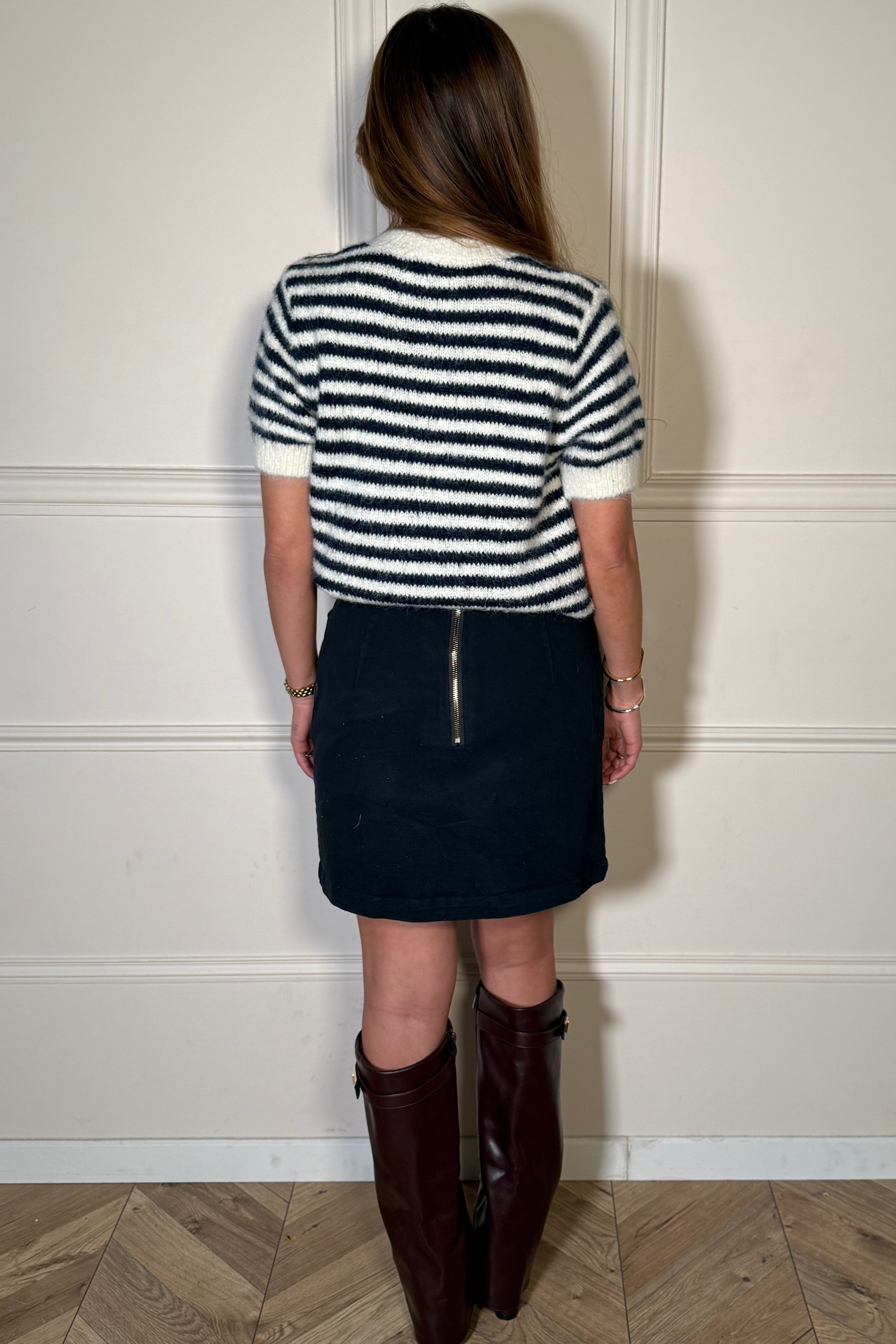 Jupe Femme Coupe Droite Effet Denim - Style Casual Chic