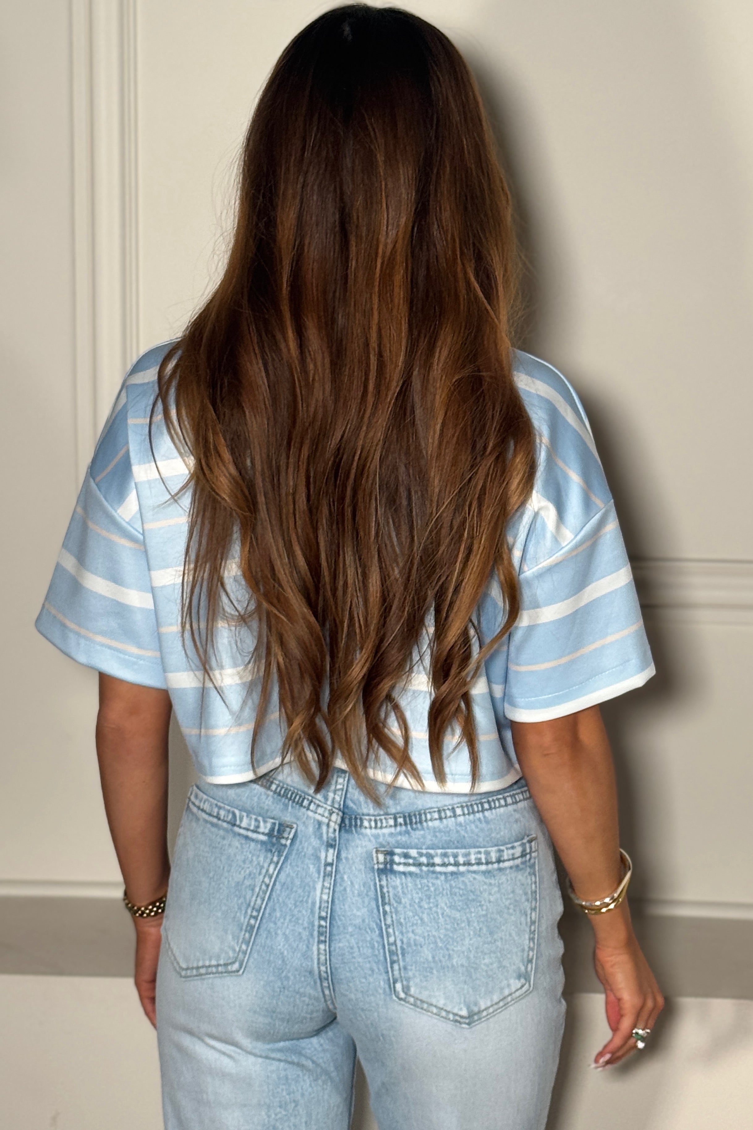 Crop Top Rayé Col Polo Femme - Style Preppy Chic