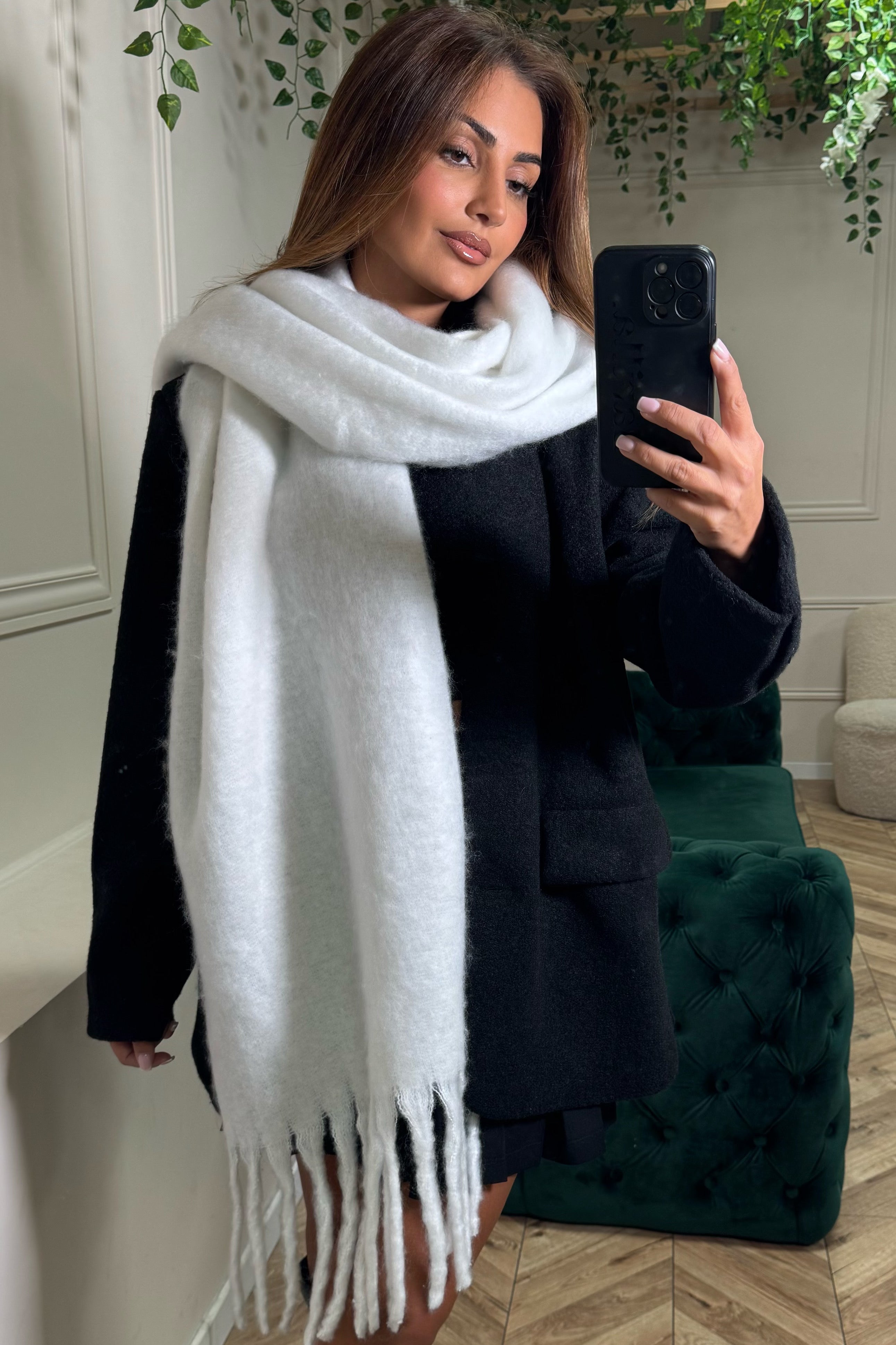 Écharpe Mohair à Franges Premium - Douceur Luxueuse Femme