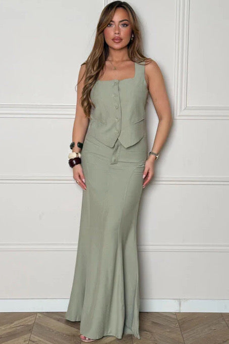 Ensemble Gilet Boutonné + Jupe Sirène