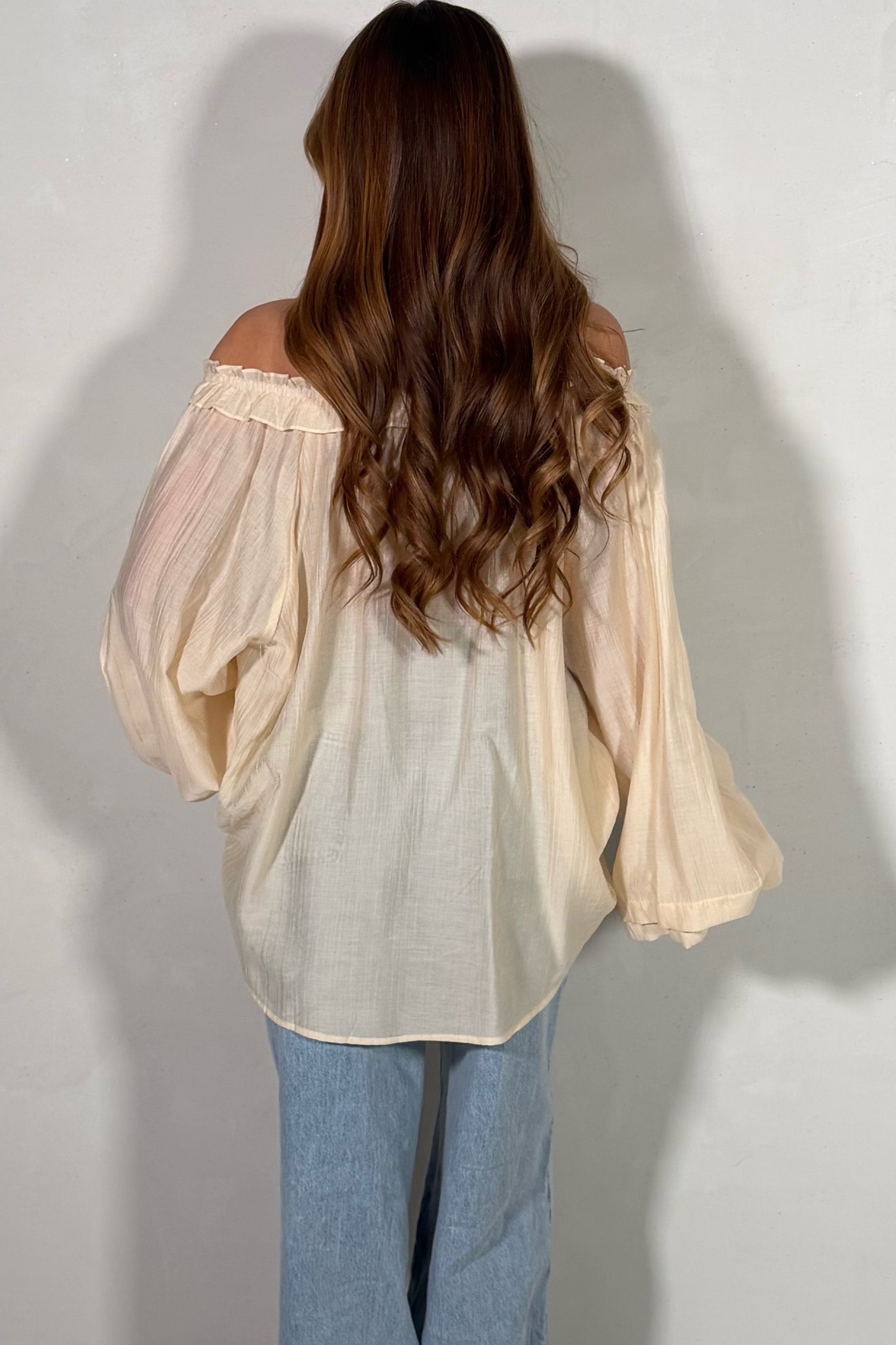 Top Bohème Col Bardot Femme – Tencel & Sensualité Épaulée