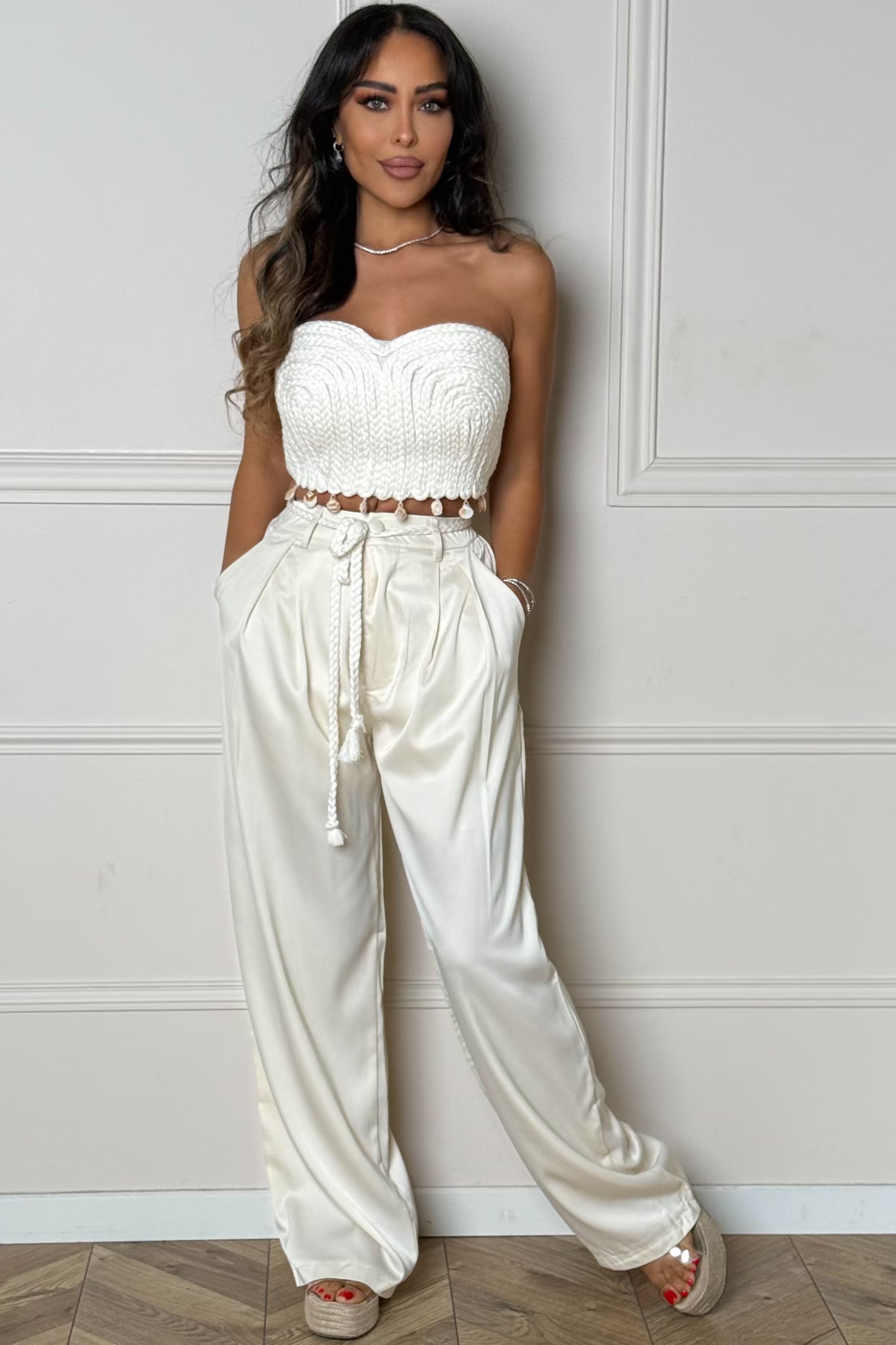 Ensemble Bustier Coquillage + Pantalon Satin Femme
