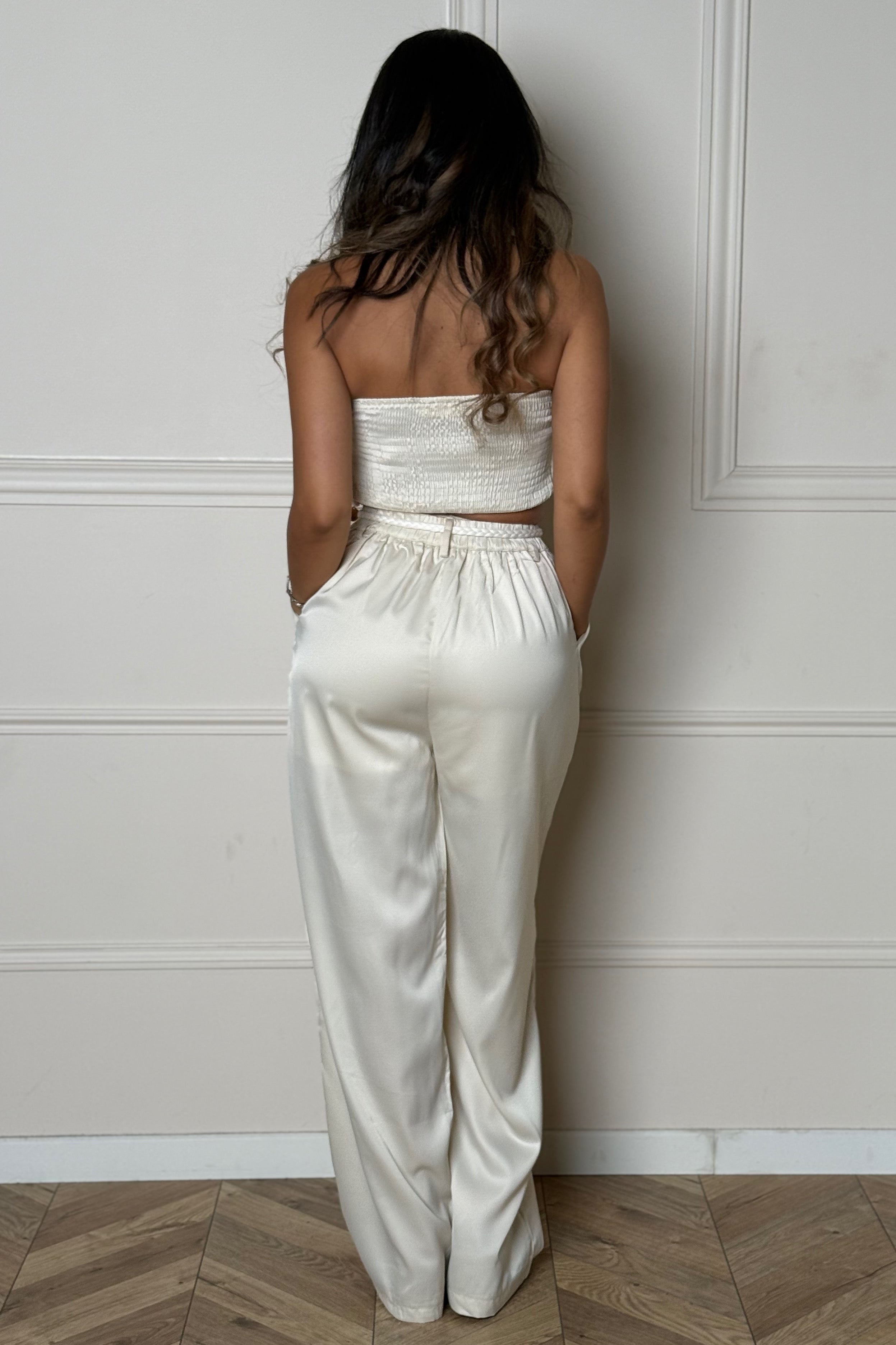 Ensemble Bustier Coquillage + Pantalon Satin Femme
