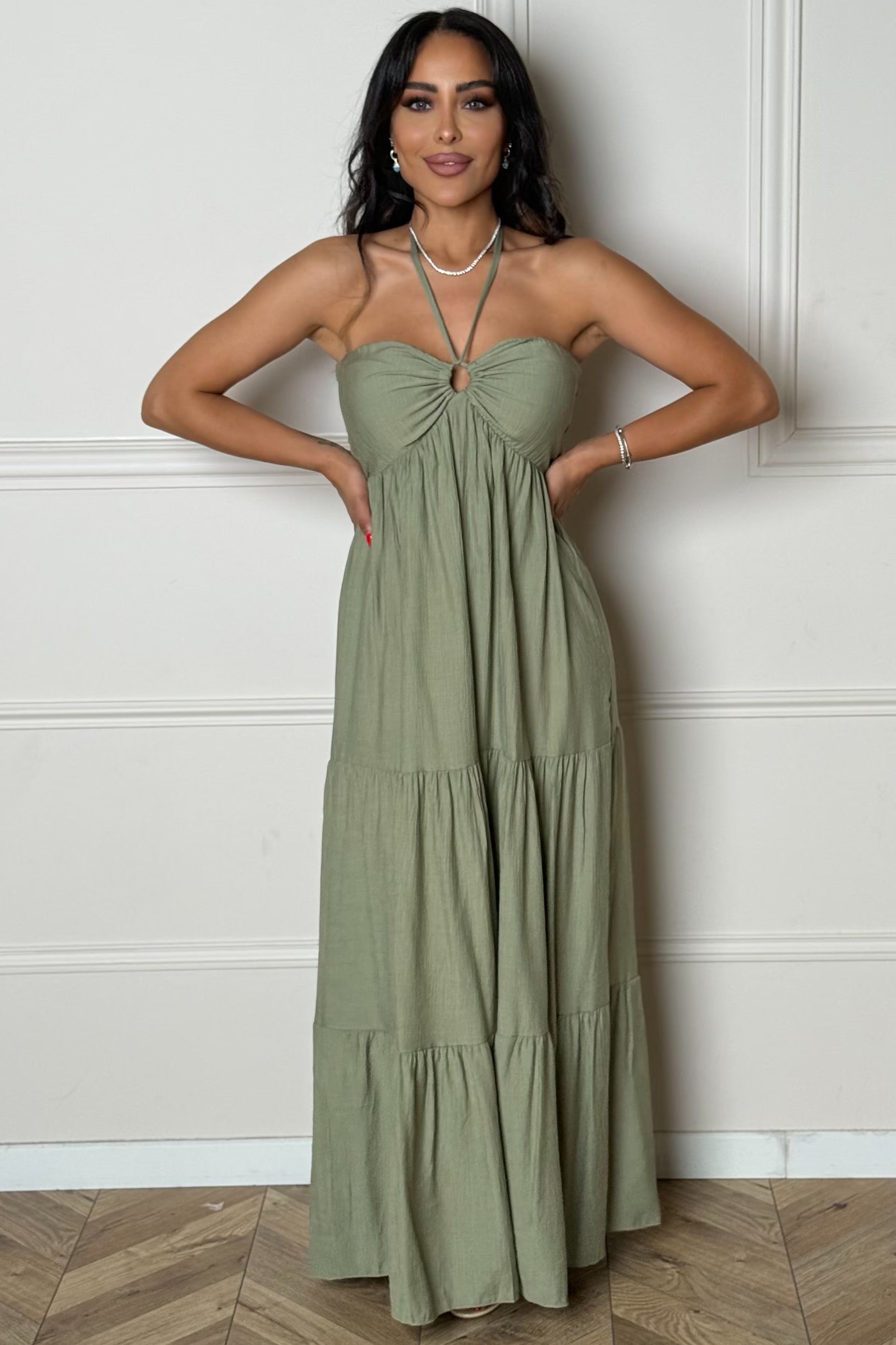 Robe Ample Col Noué Femme