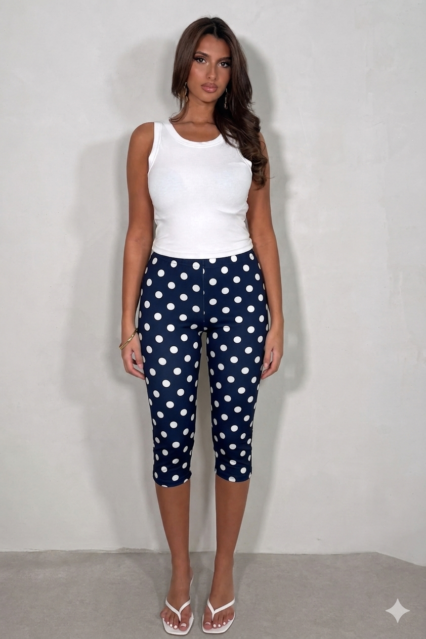 Legging Capri à Pois Femme – Confort & Style Graphique