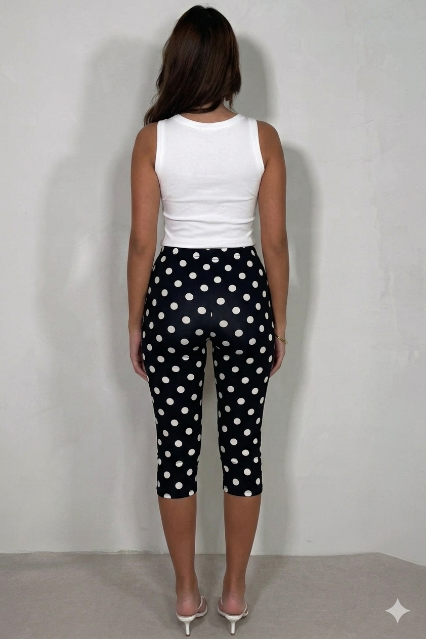 Legging Capri à Pois Femme – Confort & Style Graphique