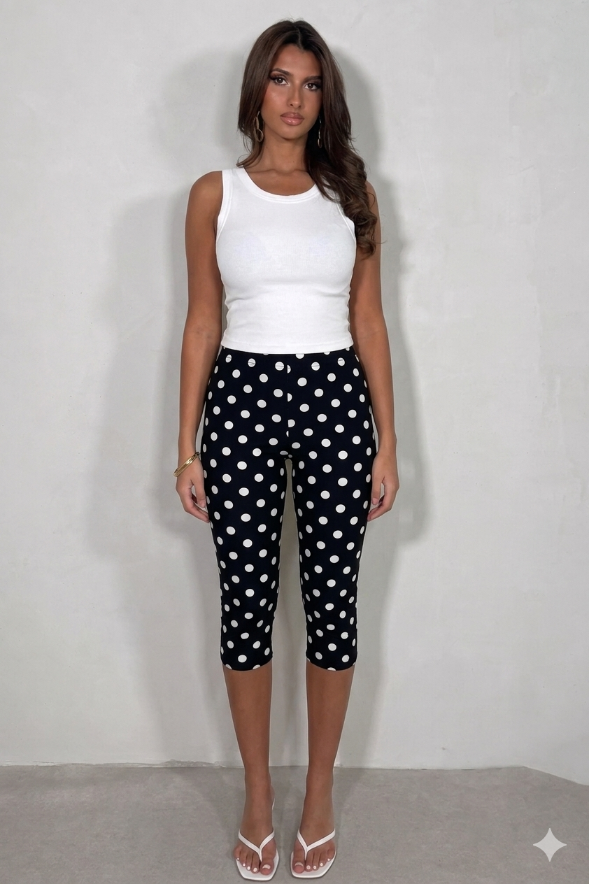 Legging Capri à Pois Femme – Confort & Style Graphique