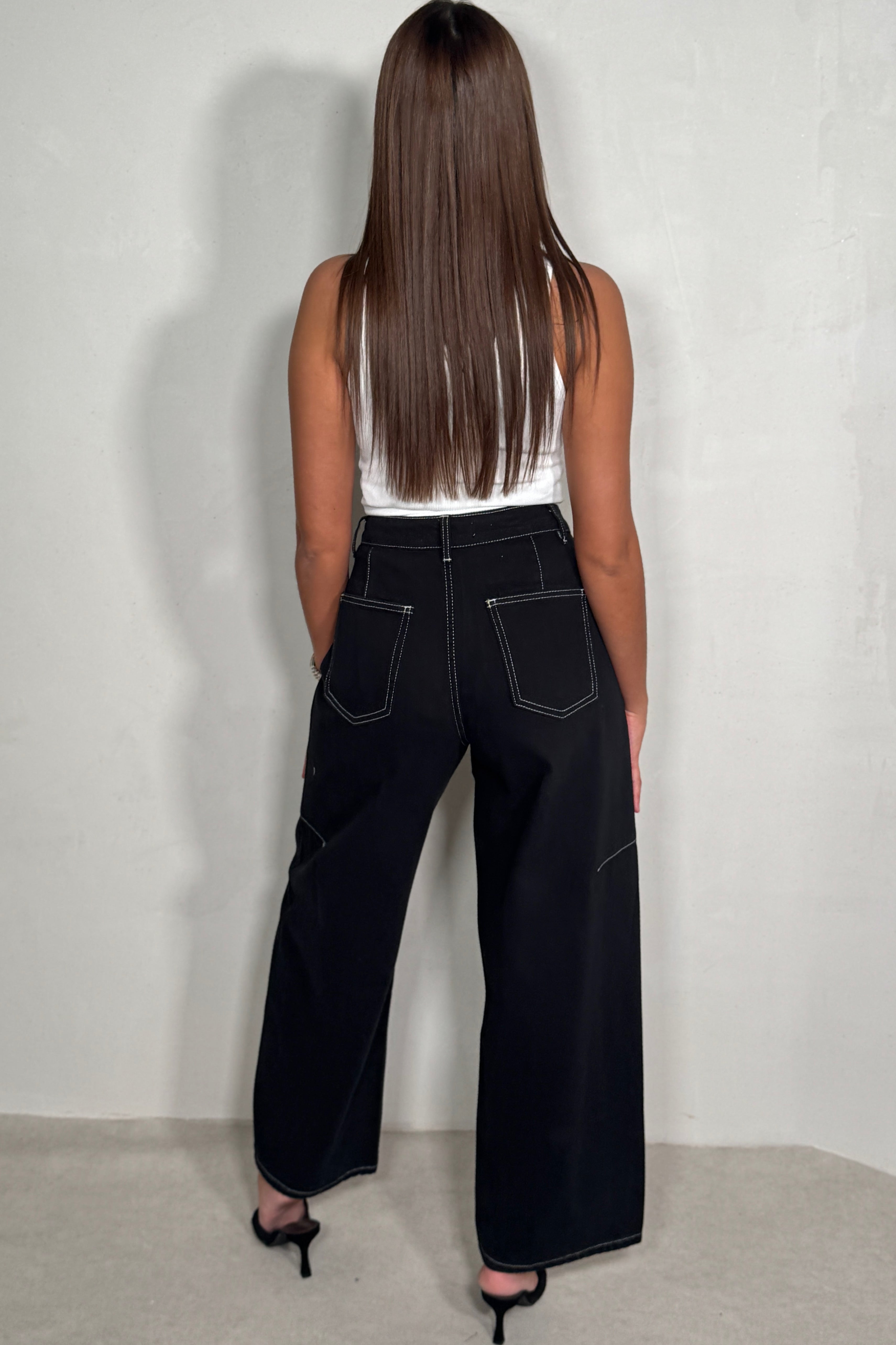 Jean Barrel Femme Coutures Contrastées | Coupe Tendance