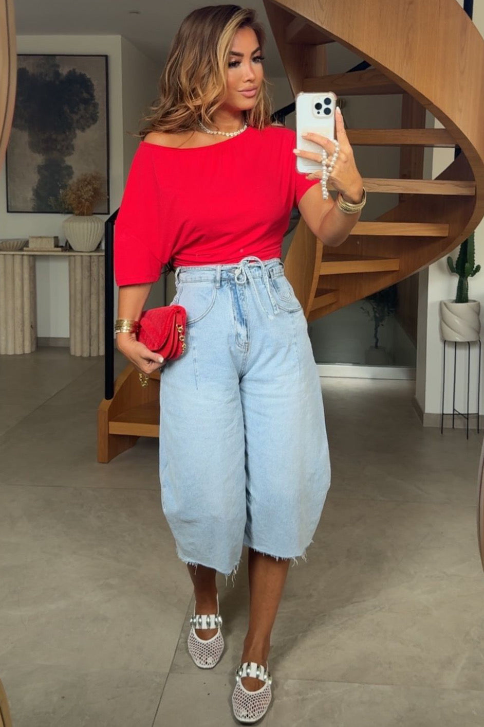 Bermuda Denim Femme Long Coupe Barrel