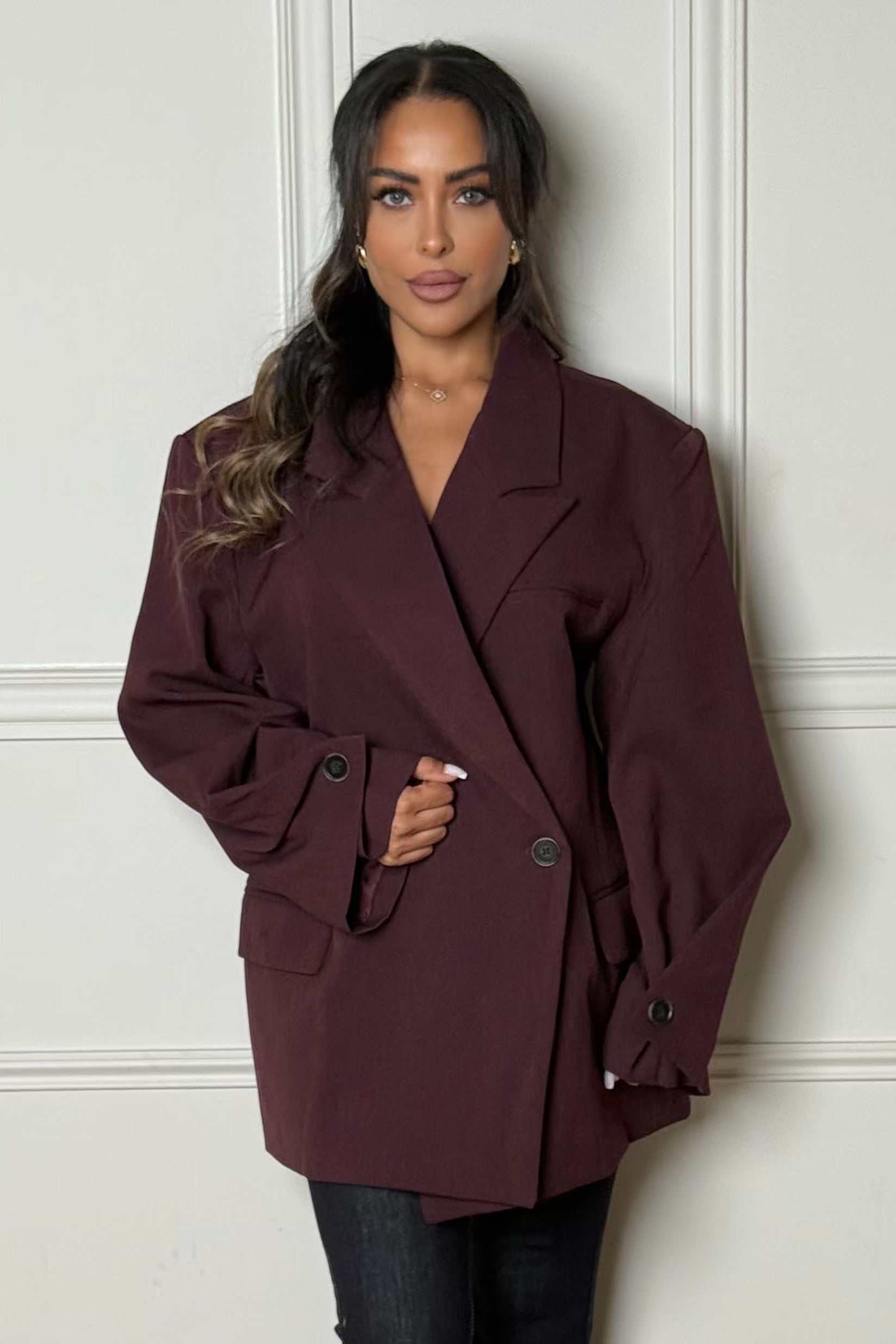 Blazer oversize manches ballon boutonné femme BLOOSHOP
