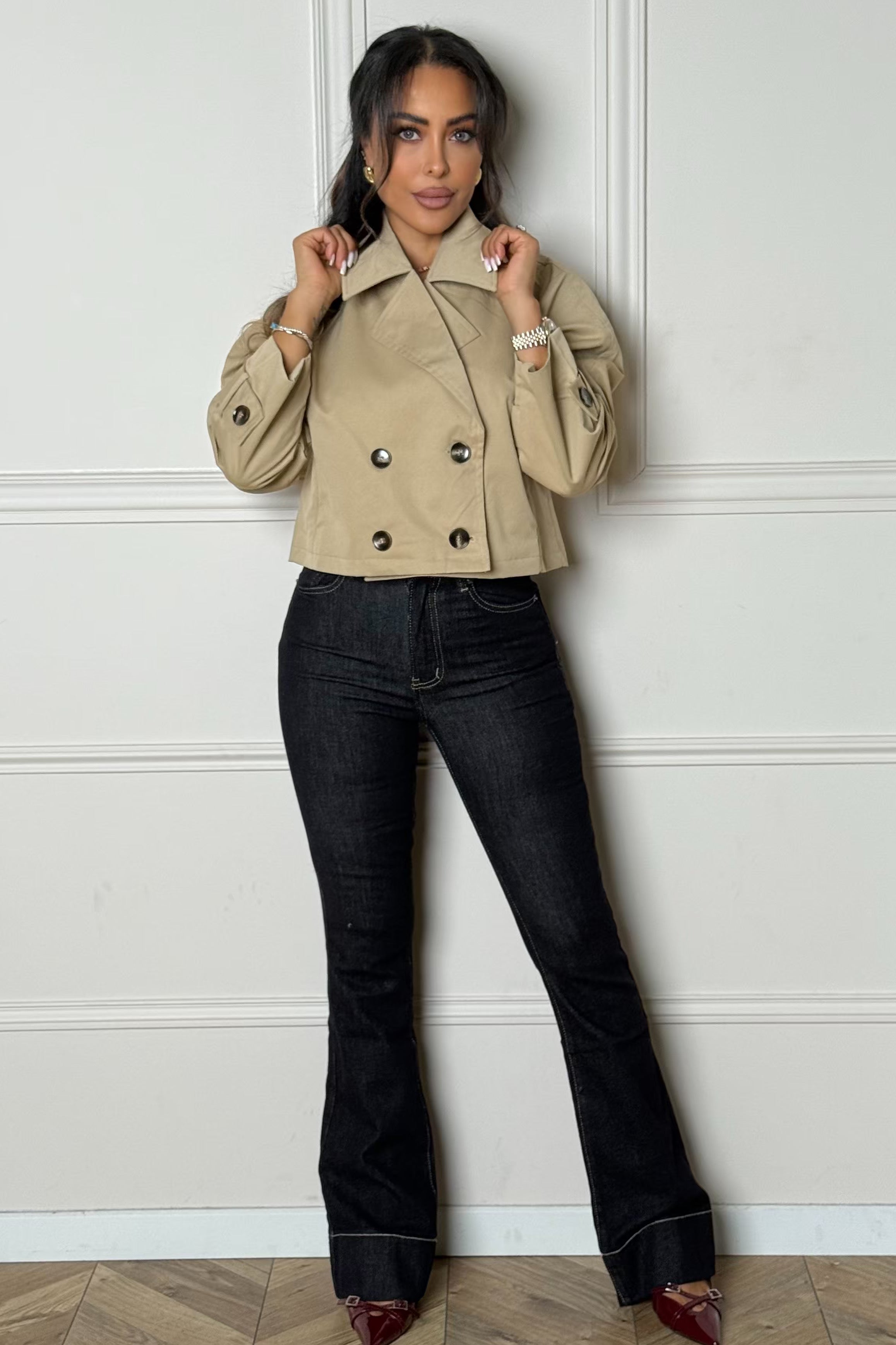 Jeans pattes d'éléphant surpiqûre femme rétro BLOOSHOP
