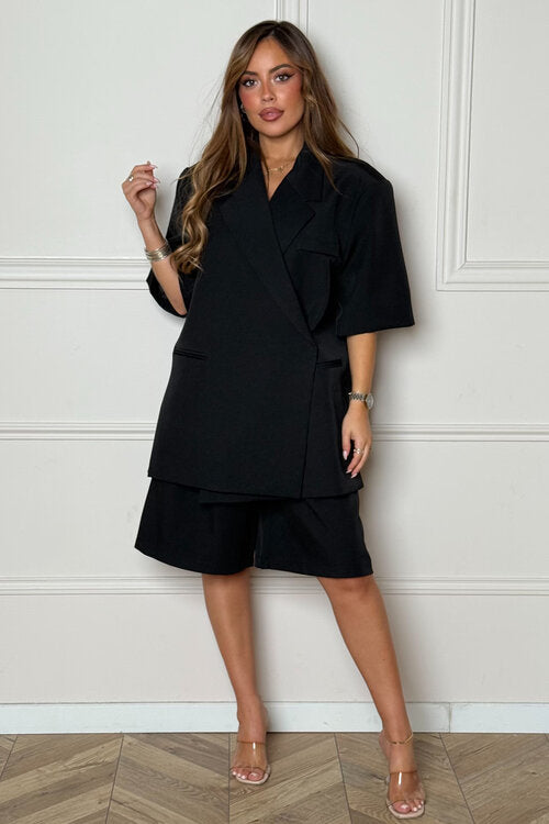 Blazer Femme Manches Courtes Structuré - Style Chic Bureau