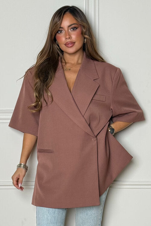 Blazer femme manches courtes structuré style chic bureau - Blooshop

