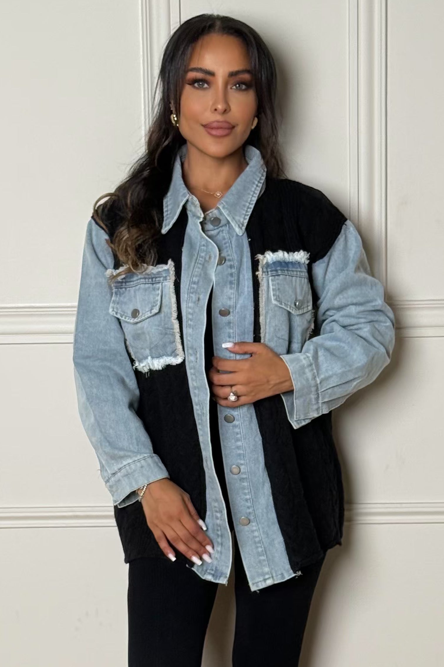 Veste femme bimatière moderne et sophistiquée - vue principale BLOOSHOP
