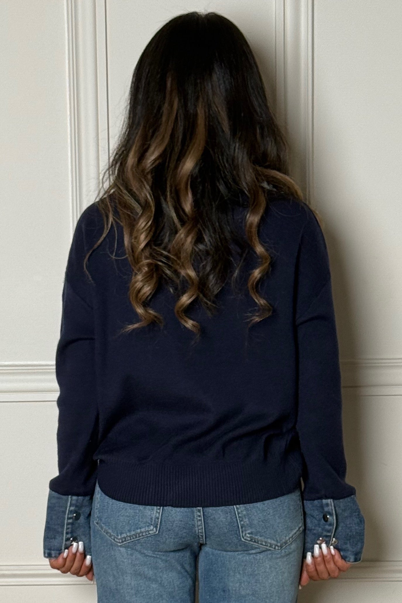 Pull Bimatière Col Laçage Femme