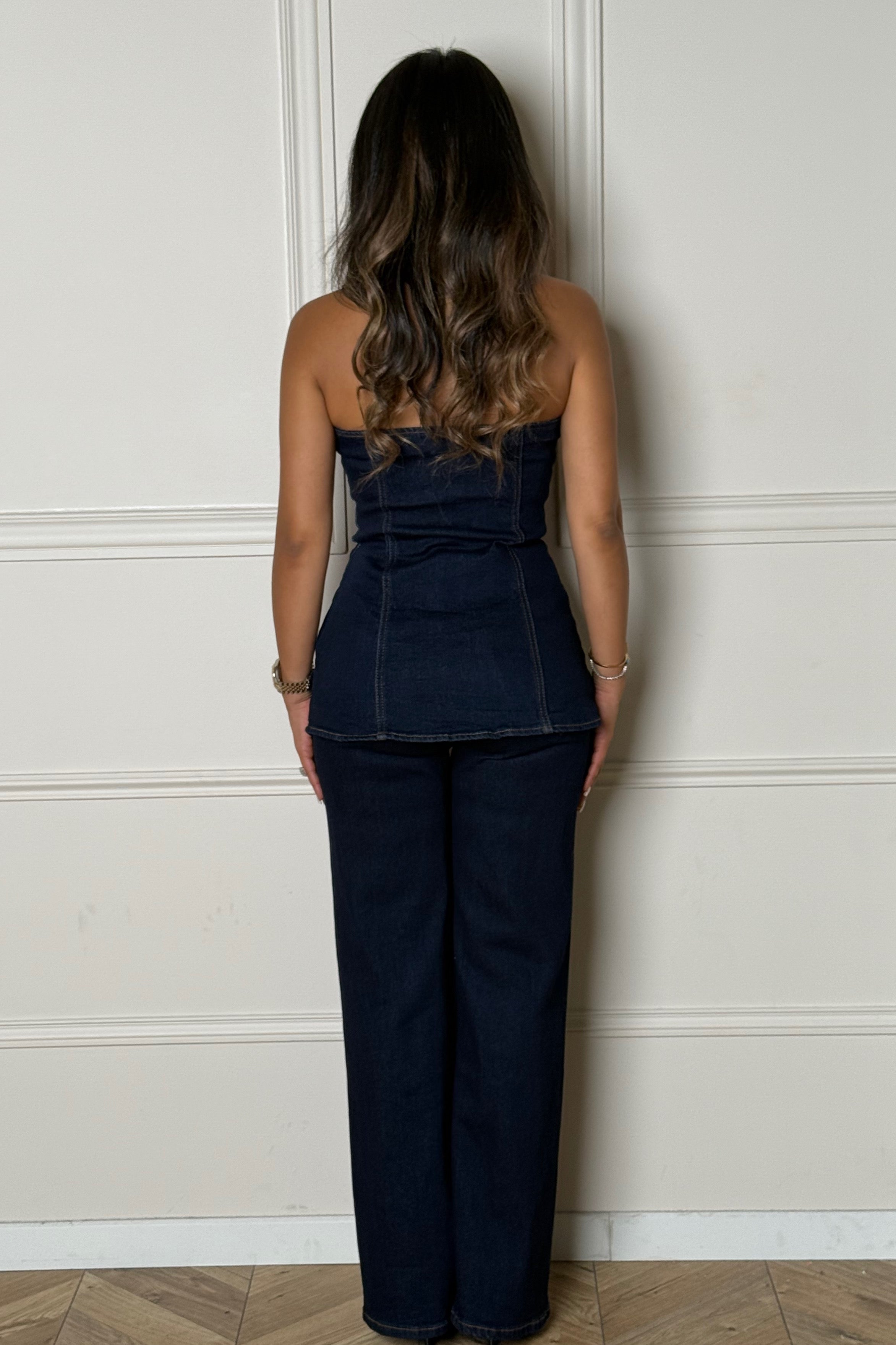 Ensemble Denim Bustier + Jeans Femme