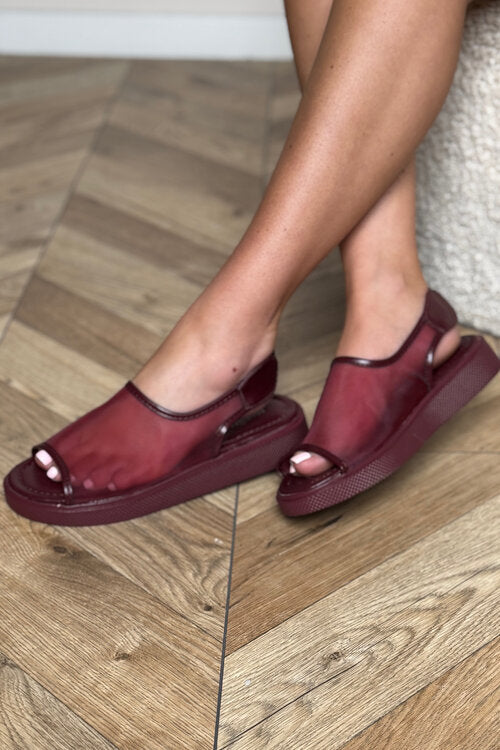 mules-resille-bordeaux → Mules femme en résille bordeaux bimatière – Blooshop