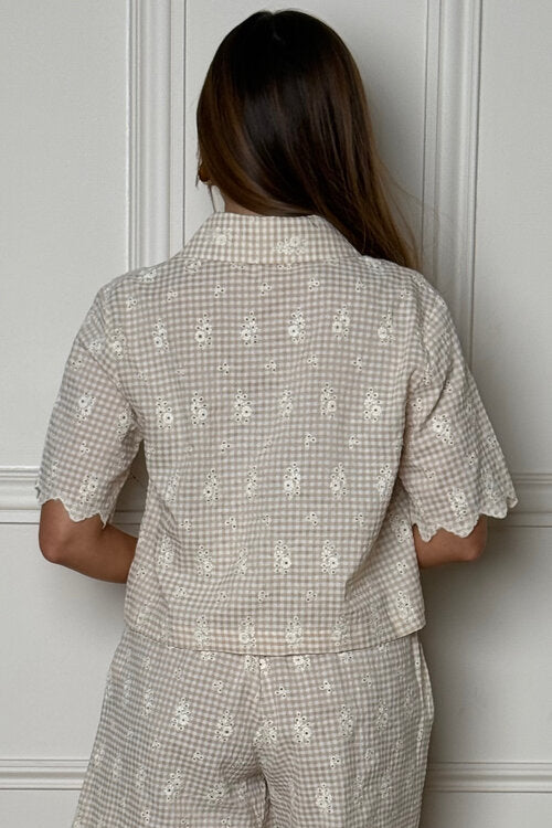 Chemise Vichy + Broderie Femme