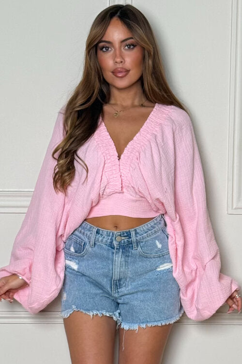 Top Gaze de Coton Col V Femme