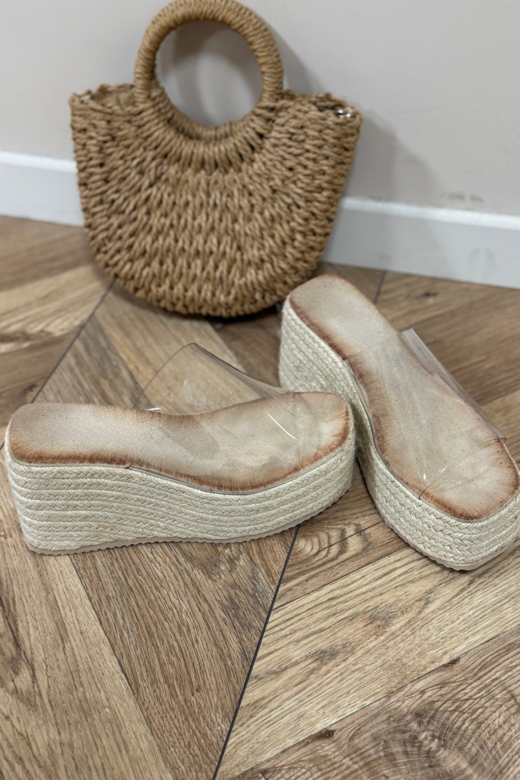 Espadrilles femme transparentes semelles paille estival tendance BLOOSHOP

