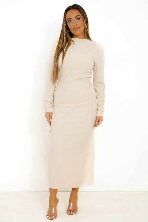 Robe Gaufrée Col Rond
