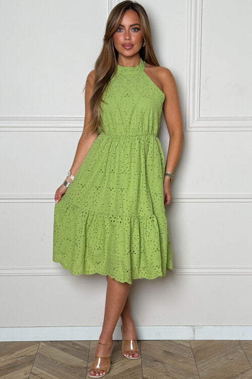 Robe Col Mao Broderie Anglaise Femme