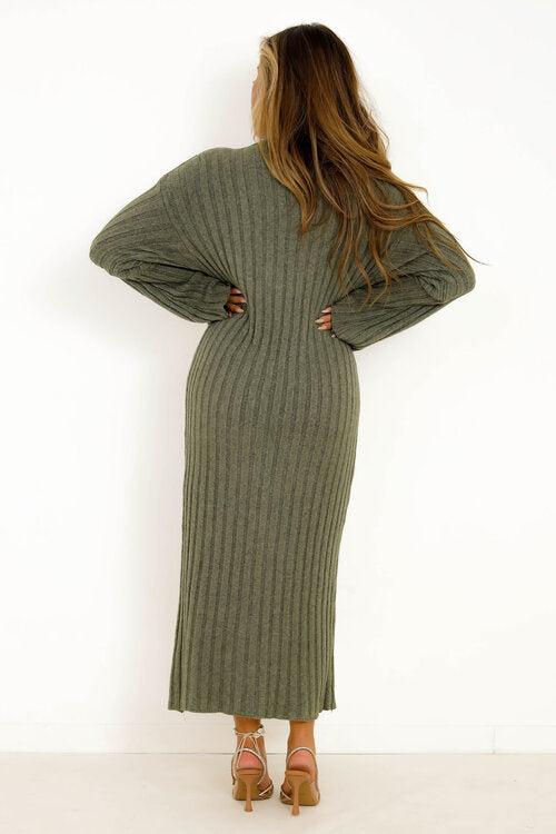 Robe Côtelée Manches Evasées
