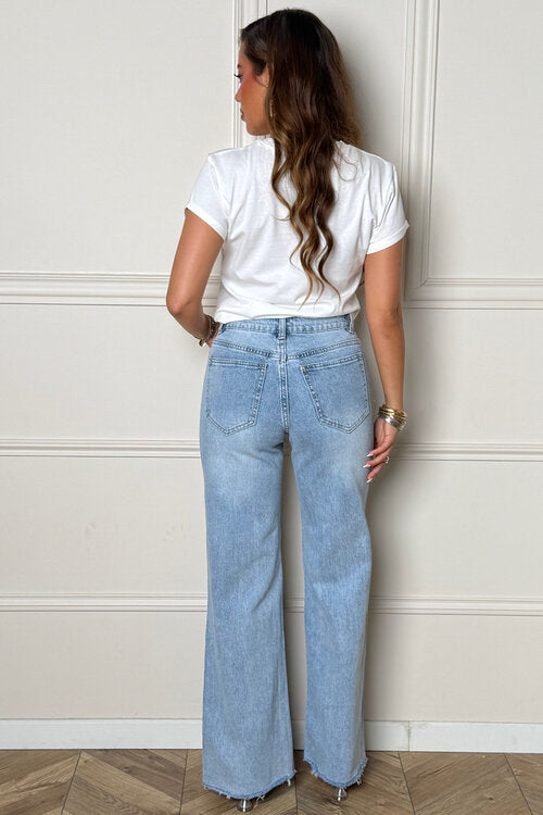 Jeans Large Bas Effiloché