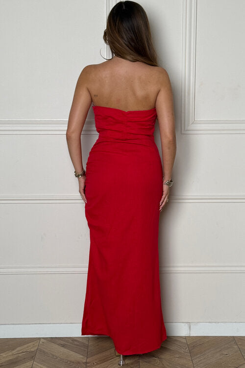 Détail fronces et bustier robe lin femme - coupe ajustée
