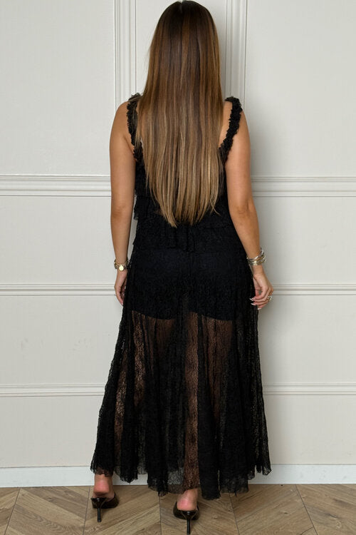 Ensemble Dentelle Top + Jupe Femme