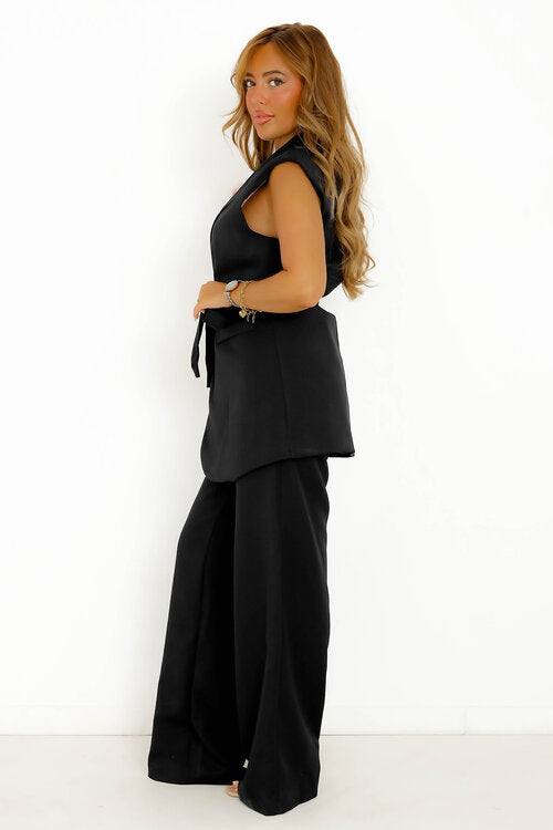 Ensemble Blazer Sans Manches + Pantalon Oversize