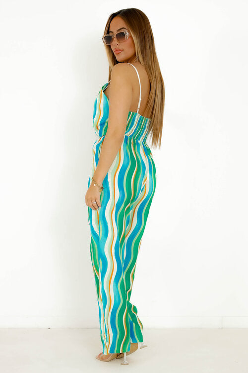 Combinaison Pantalon Imprimée Vagues Colorées