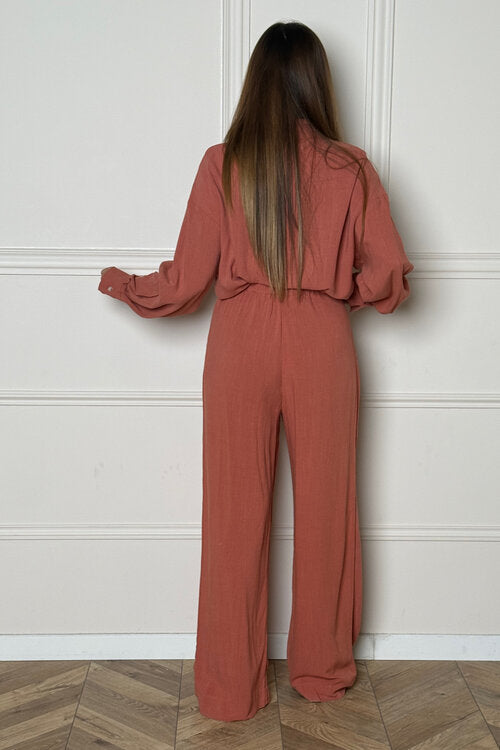 Pantalon à Pinces Ample en Lin