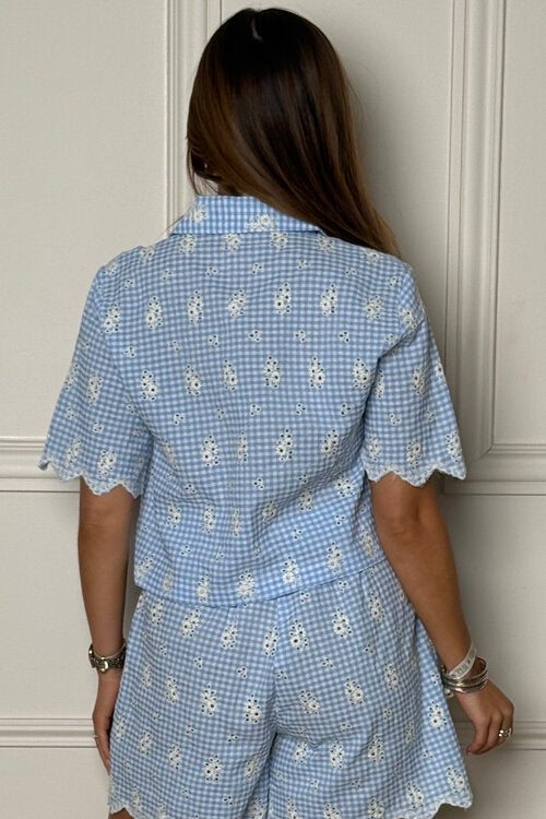 Chemise Vichy + Broderie Femme