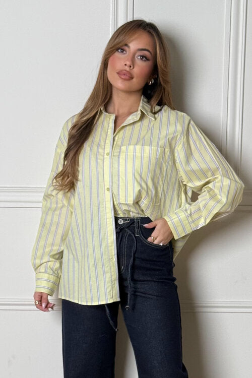 Chemise à Rayures + Poches Femme