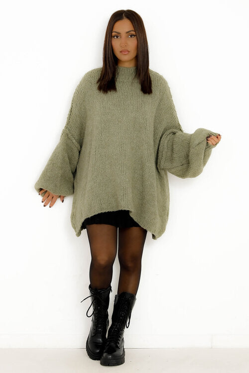 Pull Robe en Maille Col Montant