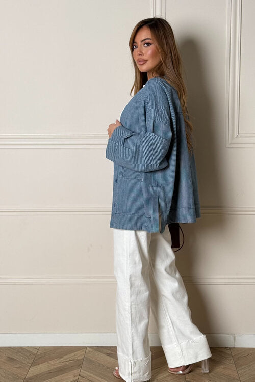 Veste Rayée Effet Denim Femme