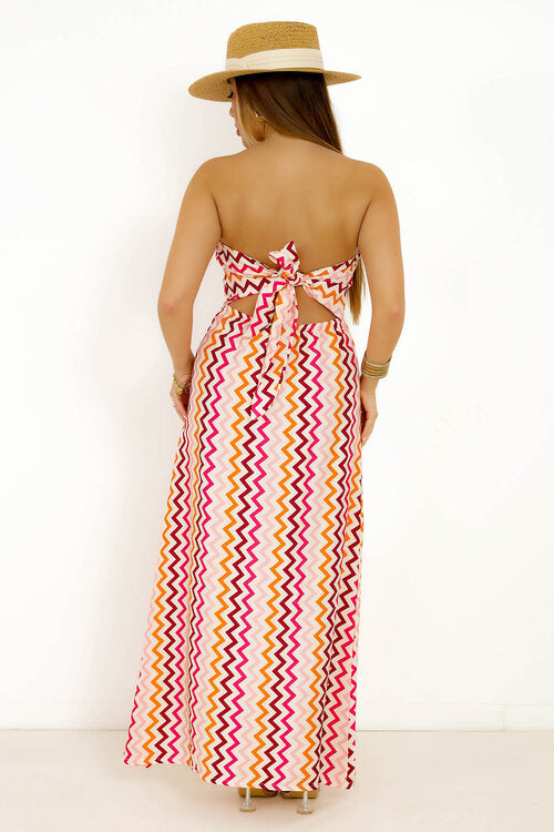 Robe Bustier Zigzag Dos Noué