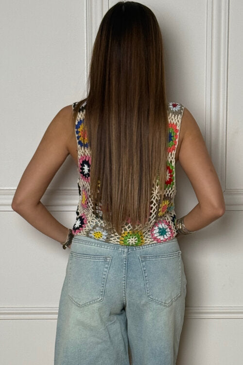 Top Crochets à Fleurs Femme